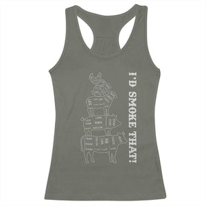 Funny BBQ Racerback Tank Top I'd Smoke That TS10 Military Green Print Your Wear