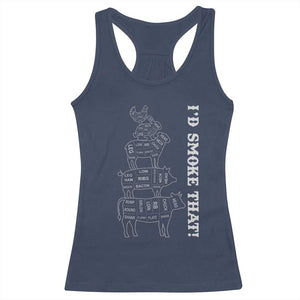 Funny BBQ Racerback Tank Top I'd Smoke That TS10 Navy Print Your Wear