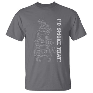Funny BBQ T Shirt I'd Smoke That TS10 Charcoal Print Your Wear