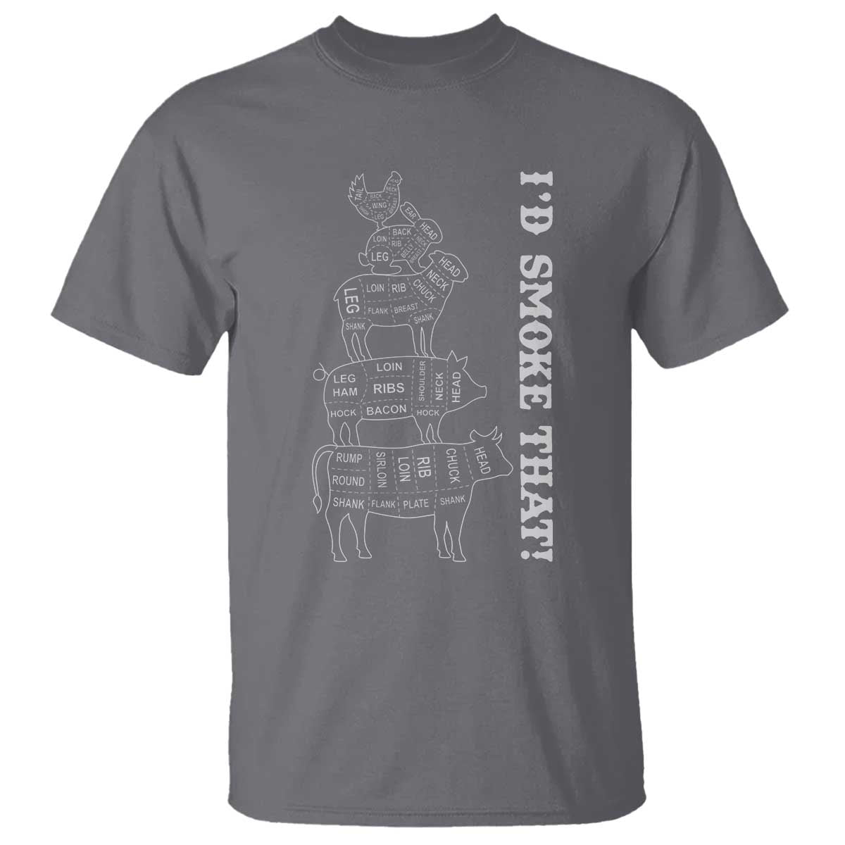 Funny BBQ T Shirt I'd Smoke That TS10 Charcoal Print Your Wear