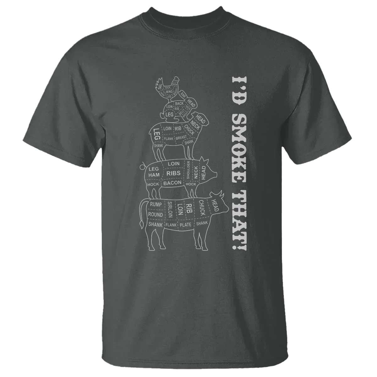Funny BBQ T Shirt I'd Smoke That TS10 Dark Heather Print Your Wear