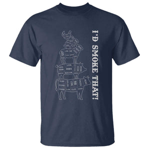 Funny BBQ T Shirt I'd Smoke That TS10 Navy Print Your Wear