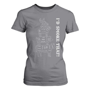 Funny BBQ T Shirt For Women I'd Smoke That TS10 Charcoal Print Your Wear