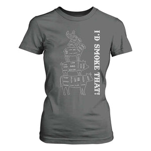 Funny BBQ T Shirt For Women I'd Smoke That TS10 Dark Heather Print Your Wear