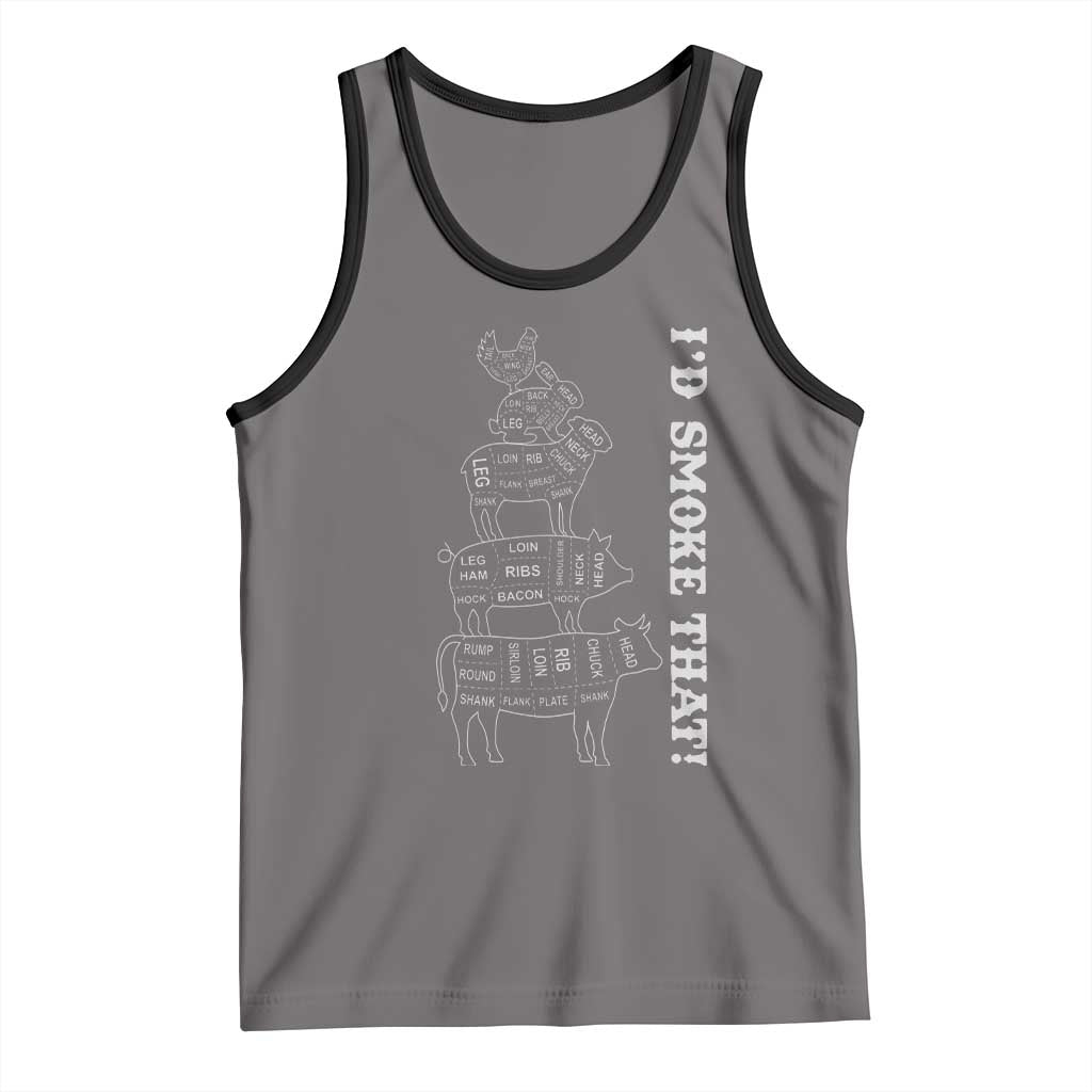 Funny BBQ Tank Top I'd Smoke That TS10 Deep Heather Black Print Your Wear