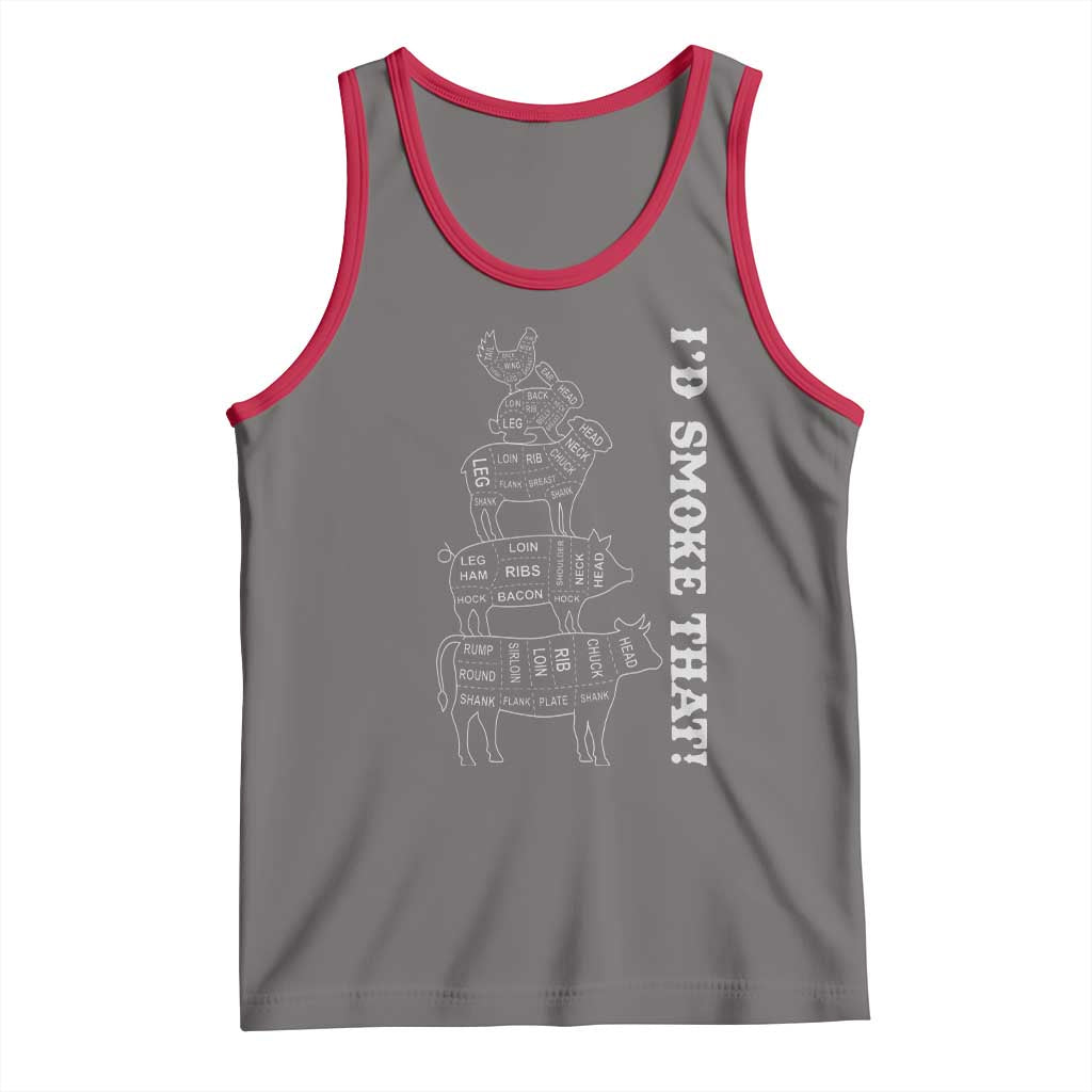 Funny BBQ Tank Top I'd Smoke That TS10 Deep Heather Red Print Your Wear