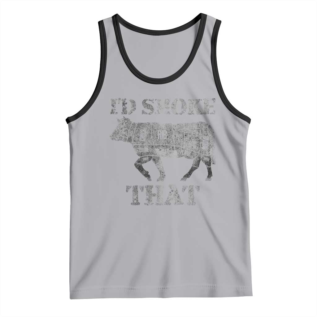 Funny BBQ Tank Top Chef Butcher Cook BBQ I'd Smoke That Cow Beef TS10 Athletic Heather Black Print Your Wear