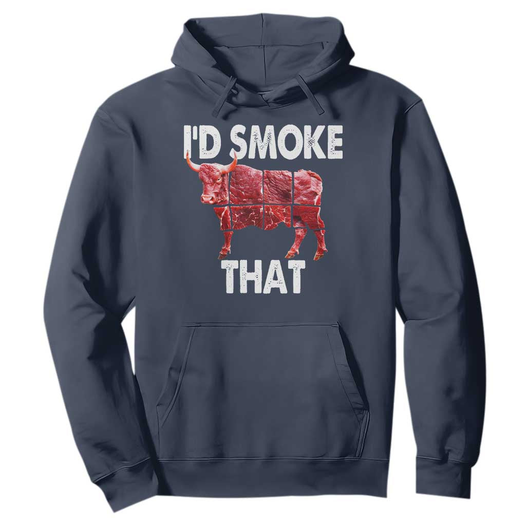 Funny BBQ Hoodie I'd Smoke That Cow Beef Chef Butcher Cook TS10 Navy Print Your Wear