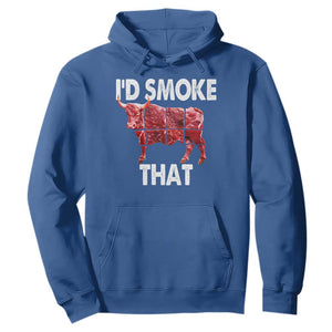 Funny BBQ Hoodie I'd Smoke That Cow Beef Chef Butcher Cook TS10 Royal Blue Print Your Wear