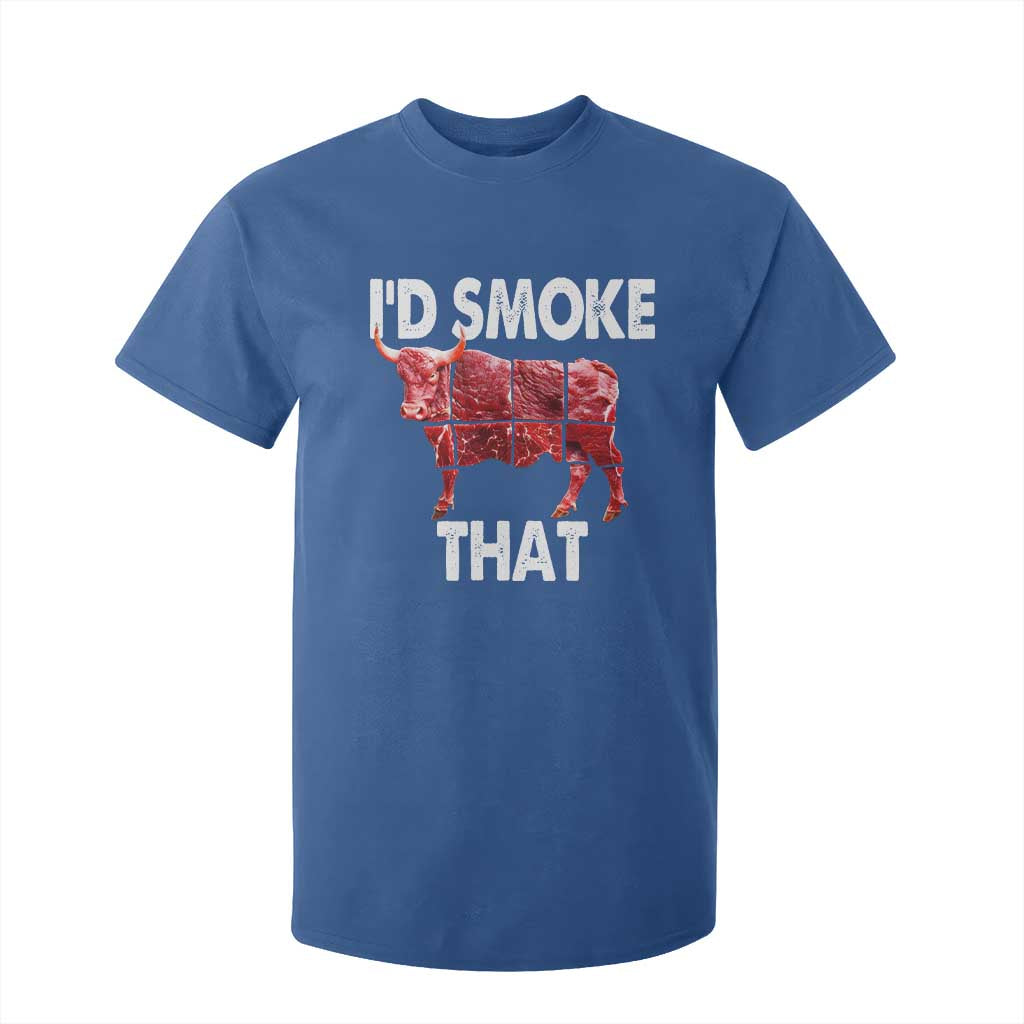 Funny BBQ T Shirt For Kid I'd Smoke That Cow Beef Chef Butcher Cook TS10 Royal Blue Print Your Wear