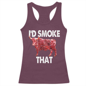 Funny BBQ Racerback Tank Top I'd Smoke That Cow Beef Chef Butcher Cook TS10 Maroon Print Your Wear