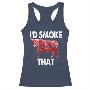 Funny BBQ Racerback Tank Top I'd Smoke That Cow Beef Chef Butcher Cook TS10 Navy Print Your Wear