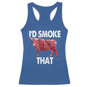 Funny BBQ Racerback Tank Top I'd Smoke That Cow Beef Chef Butcher Cook TS10 Royal Blue Print Your Wear