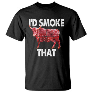 Funny BBQ T Shirt I'd Smoke That Cow Beef Chef Butcher Cook TS10 Black Print Your Wear