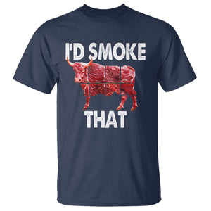 Funny BBQ T Shirt I'd Smoke That Cow Beef Chef Butcher Cook TS10 Navy Print Your Wear