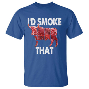 Funny BBQ T Shirt I'd Smoke That Cow Beef Chef Butcher Cook TS10 Royal Blue Print Your Wear