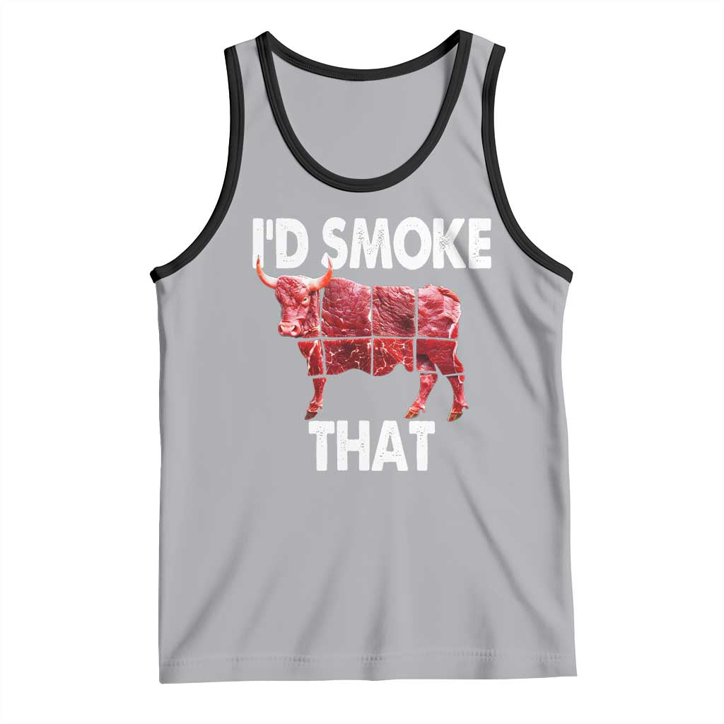 Funny BBQ Tank Top I'd Smoke That Cow Beef Chef Butcher Cook TS10 Athletic Heather Black Print Your Wear