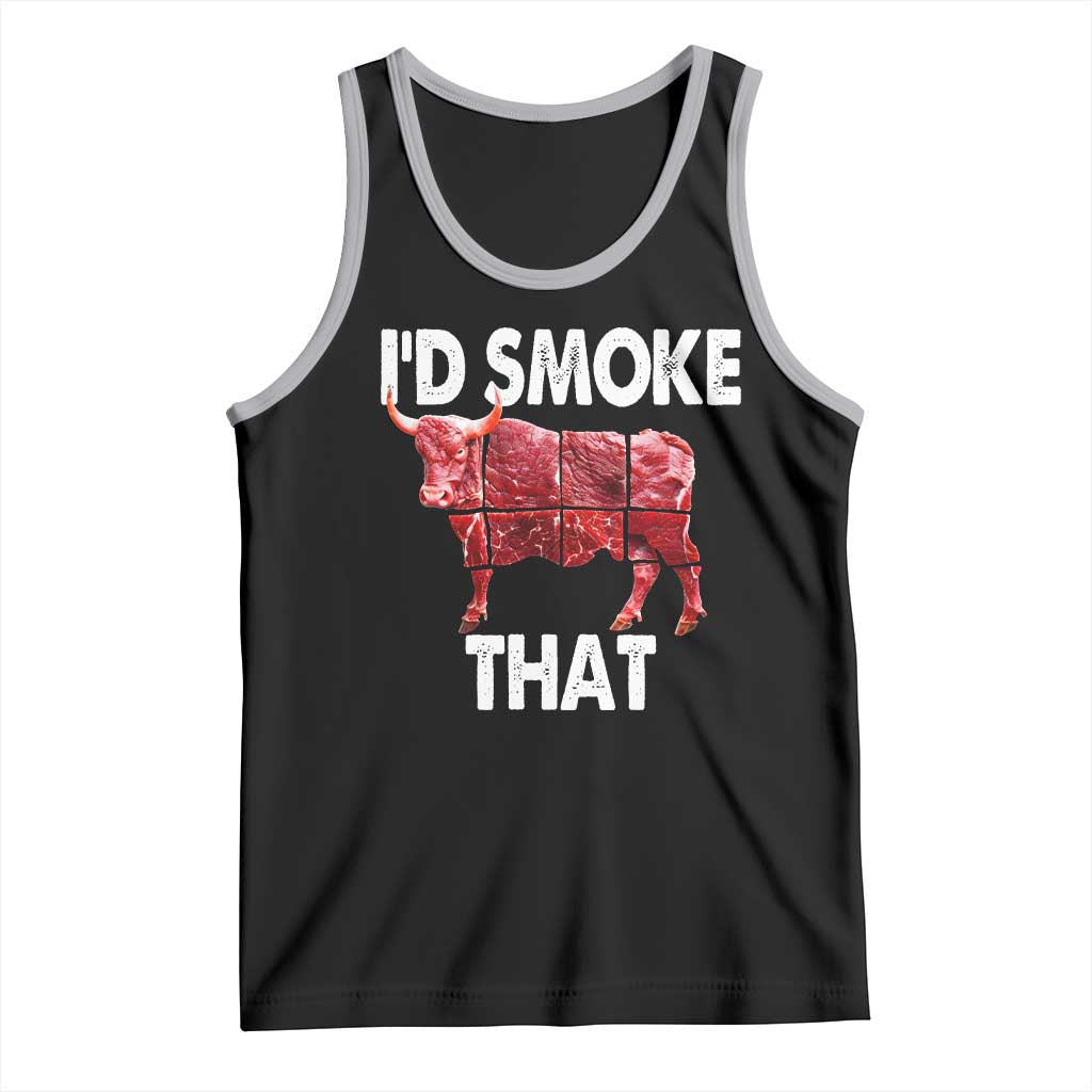 Funny BBQ Tank Top I'd Smoke That Cow Beef Chef Butcher Cook TS10 Black Athletic Heather Print Your Wear