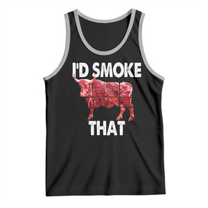 Funny BBQ Tank Top I'd Smoke That Cow Beef Chef Butcher Cook TS10 Black Athletic Heather Print Your Wear