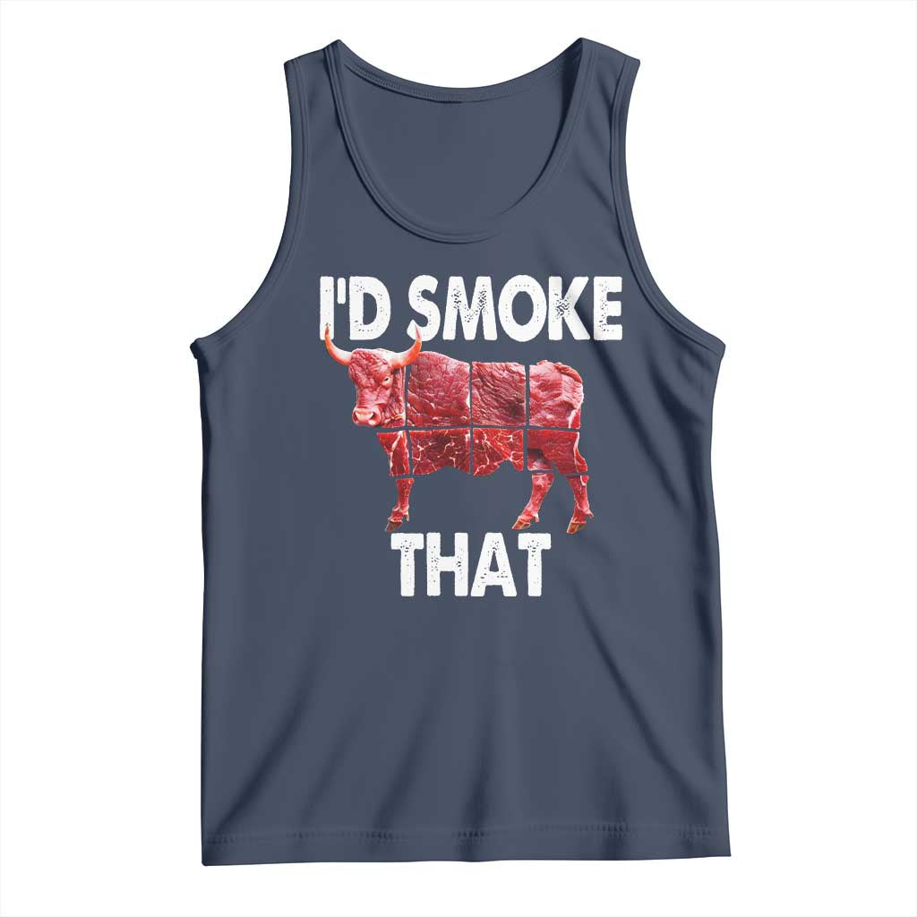 Funny BBQ Tank Top I'd Smoke That Cow Beef Chef Butcher Cook TS10 Navy Print Your Wear