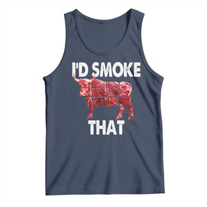 Funny BBQ Tank Top I'd Smoke That Cow Beef Chef Butcher Cook TS10 Navy Print Your Wear