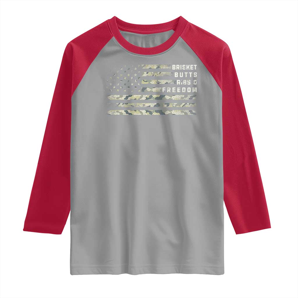 BBQ Raglan Shirt Grilling Gifts For Grill Dad Meat Smoker Grill Camo Flag TS10 Sport Gray Red Print Your Wear