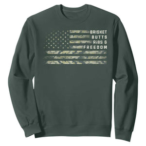 BBQ Sweatshirt Grilling Gifts For Grill Dad Meat Smoker Grill Camo Flag TS10 Dark Forest Green Print Your Wear