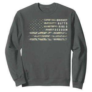 BBQ Sweatshirt Grilling Gifts For Grill Dad Meat Smoker Grill Camo Flag TS10 Dark Heather Print Your Wear