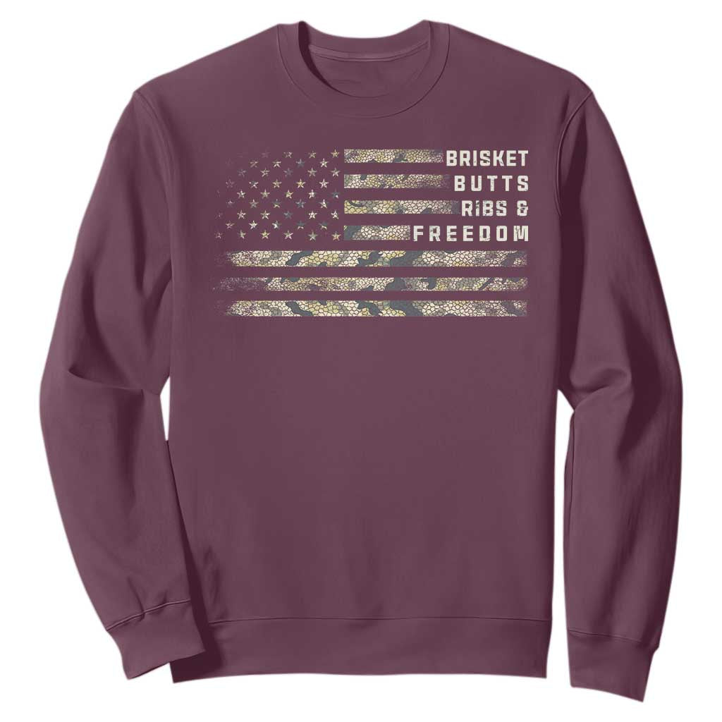 BBQ Sweatshirt Grilling Gifts For Grill Dad Meat Smoker Grill Camo Flag TS10 Maroon Print Your Wear