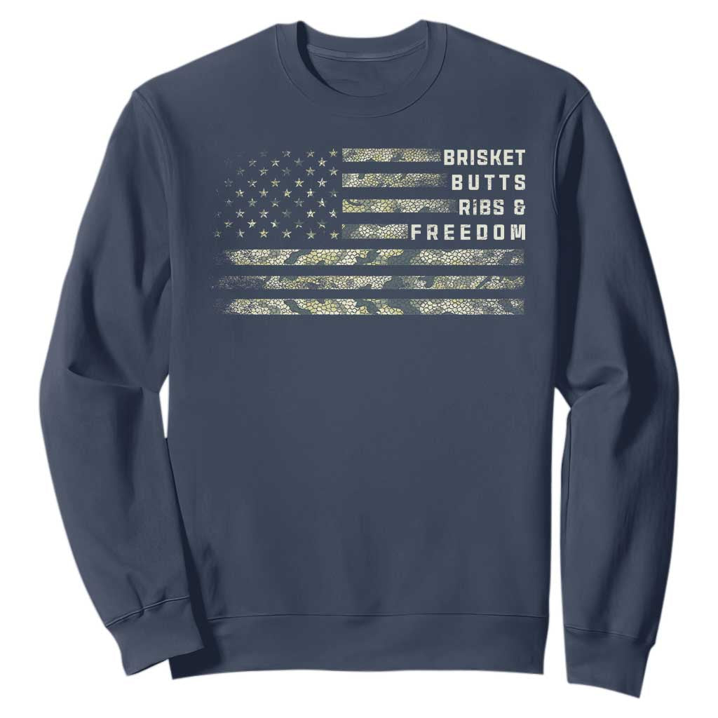 BBQ Sweatshirt Grilling Gifts For Grill Dad Meat Smoker Grill Camo Flag TS10 Navy Print Your Wear
