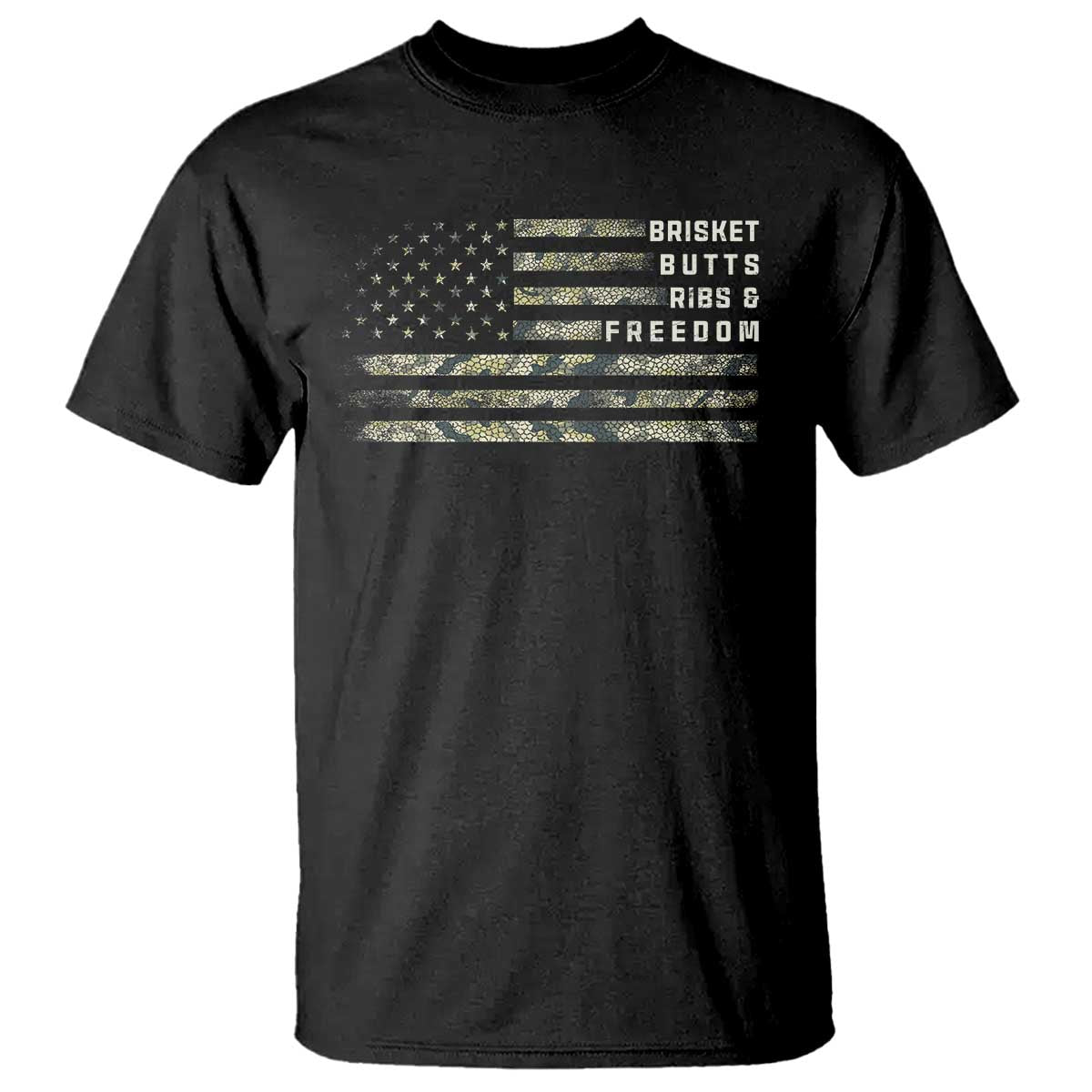 BBQ T Shirt Grilling Gifts For Grill Dad Meat Smoker Grill Camo Flag TS10 Black Print Your Wear