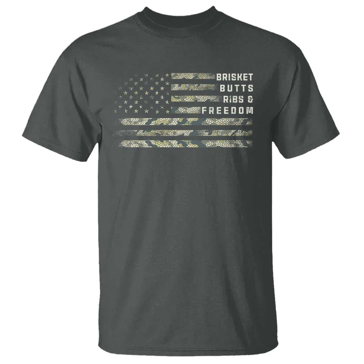 BBQ T Shirt Grilling Gifts For Grill Dad Meat Smoker Grill Camo Flag TS10 Dark Heather Print Your Wear