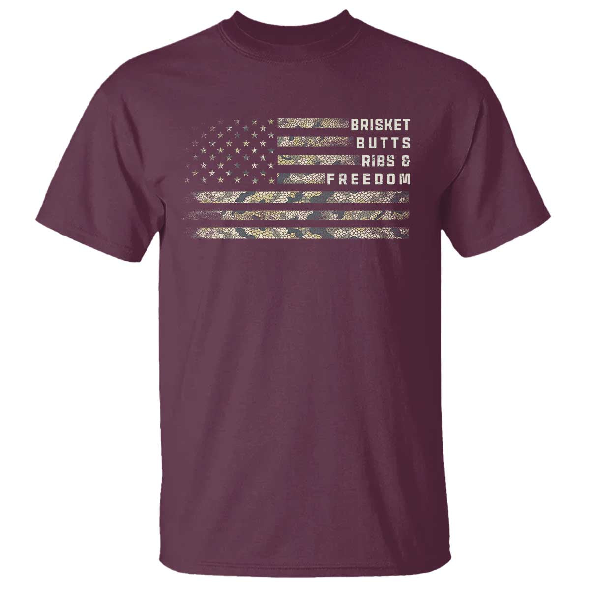 BBQ T Shirt Grilling Gifts For Grill Dad Meat Smoker Grill Camo Flag TS10 Maroon Print Your Wear