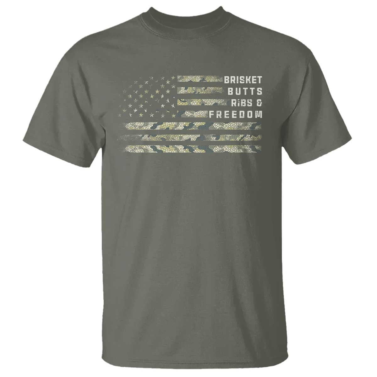 BBQ T Shirt Grilling Gifts For Grill Dad Meat Smoker Grill Camo Flag TS10 Military Green Print Your Wear