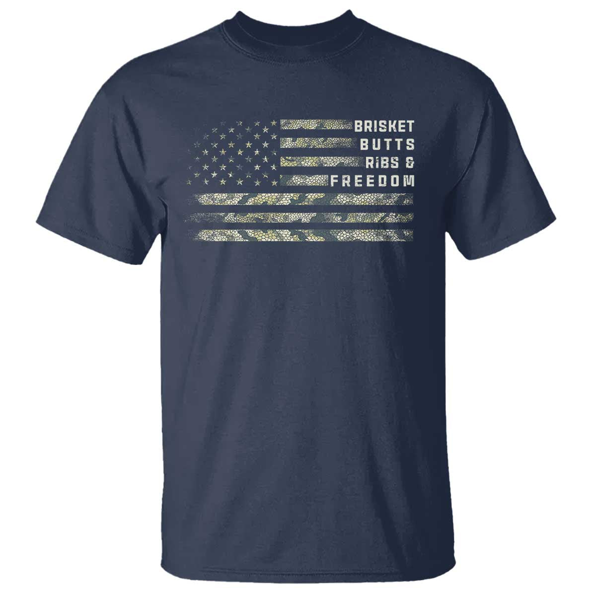 BBQ T Shirt Grilling Gifts For Grill Dad Meat Smoker Grill Camo Flag TS10 Navy Print Your Wear