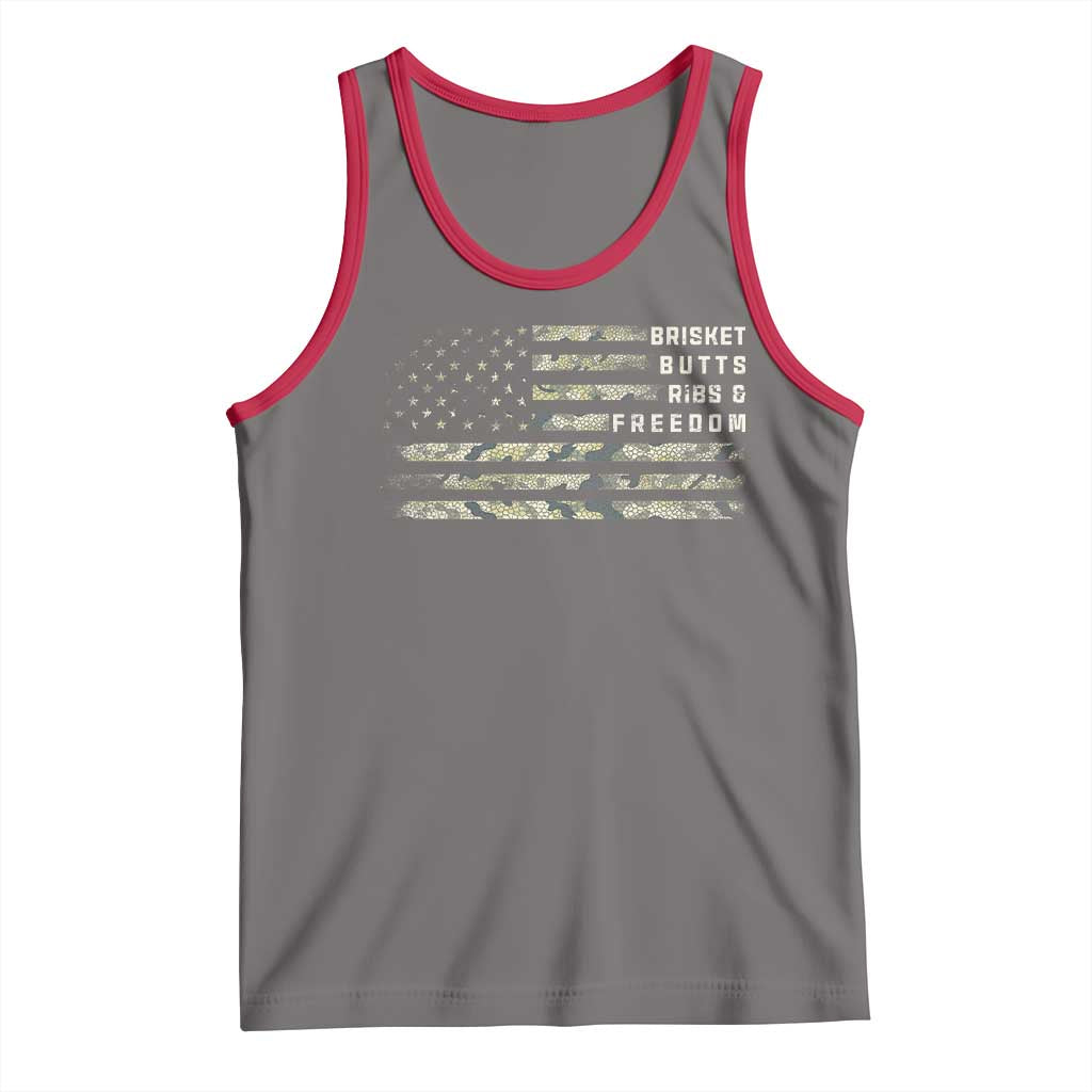 BBQ Tank Top Grilling Gifts For Grill Dad Meat Smoker Grill Camo Flag TS10 Deep Heather Red Print Your Wear