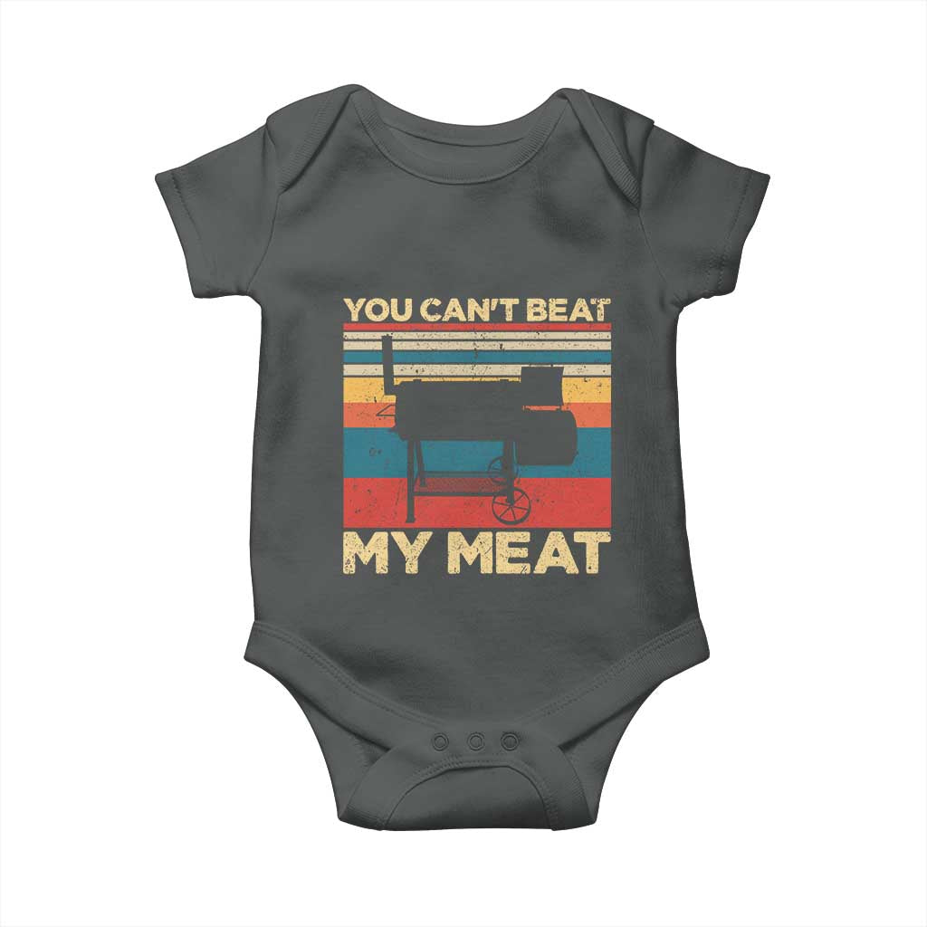 Funny BBQ Baby Onesie You Can't Beat My Meat Dad Grill Gift TS10 Dark Heather Print Your Wear