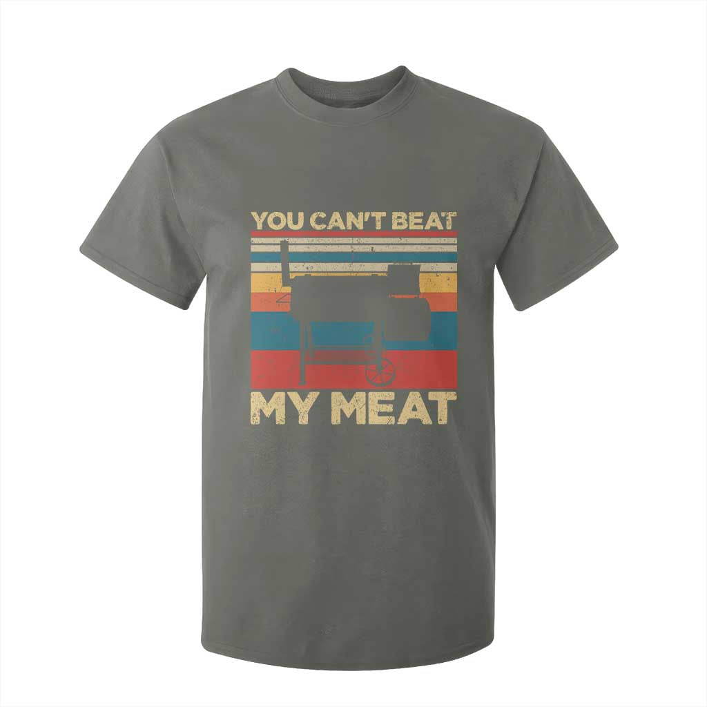 Funny BBQ T Shirt For Kid You Can't Beat My Meat Dad Grill Gift TS10 Military Green Print Your Wear