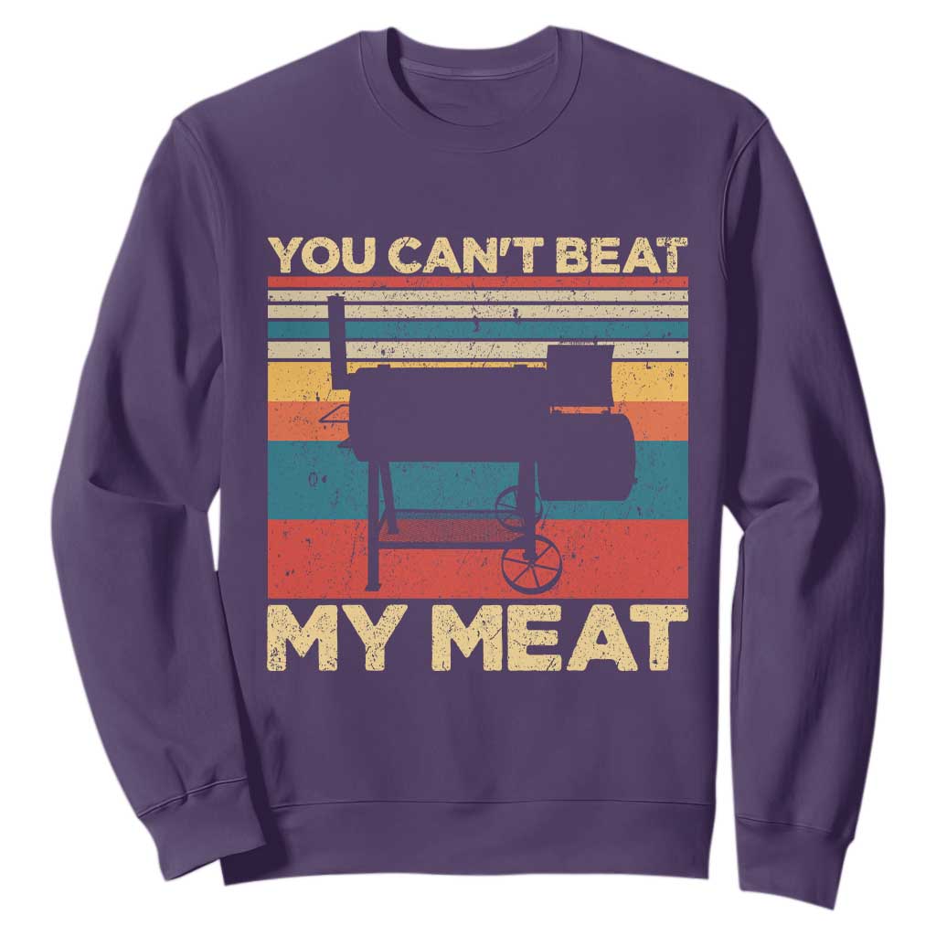 Funny BBQ Sweatshirt You Can't Beat My Meat Dad Grill Gift TS10 Purple Print Your Wear
