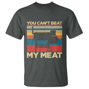 Funny BBQ T Shirt You Can't Beat My Meat Dad Grill Gift TS10 Dark Heather Print Your Wear