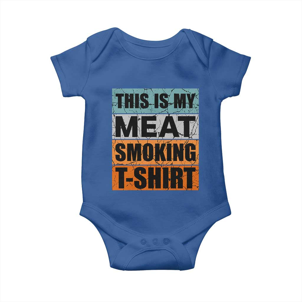 Retro BBQ Smoker This is My Meat Smoking Baby Onesie TS10 Royal Blue Print Your Wear
