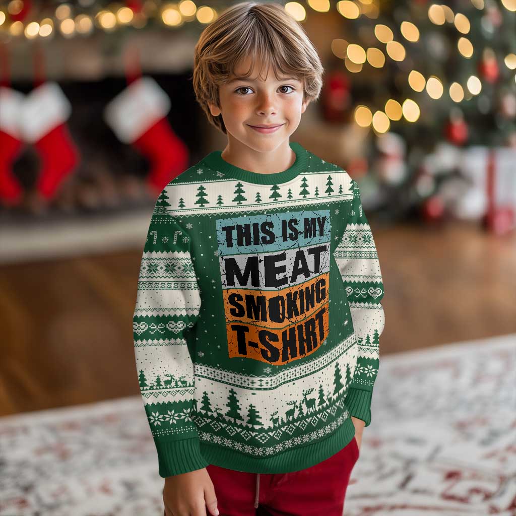 Retro BBQ Smoker This is My Meat Smoking Ugly Christmas Sweater TS10 Forest Green Beige Print Your Wear