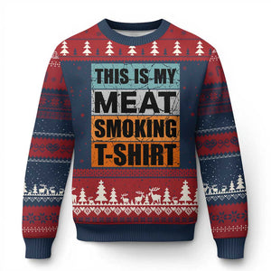 Retro BBQ Smoker This is My Meat Smoking Ugly Christmas Sweater TS10 Navy Red Print Your Wear
