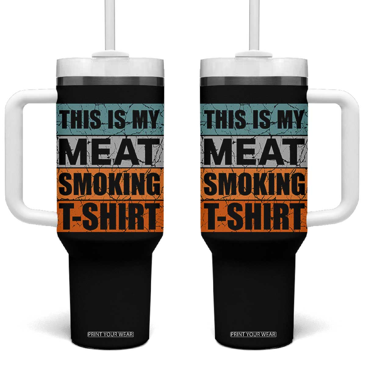 Retro BBQ Smoker This is My Meat Smoking Tumbler With Handle TS10 One Size: 40 oz Black Print Your Wear