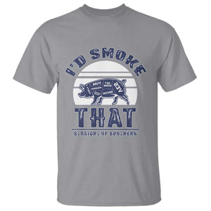 BBQ T Shirt I'd Smoke That Straight Up Southern Pork Cuts Grilling TS10 Sport Gray Print Your Wear