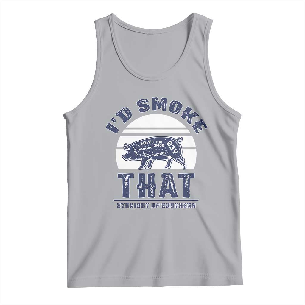 BBQ Tank Top I'd Smoke That Straight Up Southern Pork Cuts Grilling TS10 Athletic Heather Print Your Wear