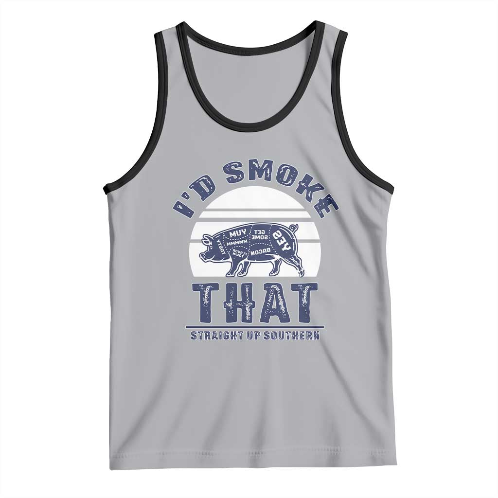 BBQ Tank Top I'd Smoke That Straight Up Southern Pork Cuts Grilling TS10 Athletic Heather Black Print Your Wear