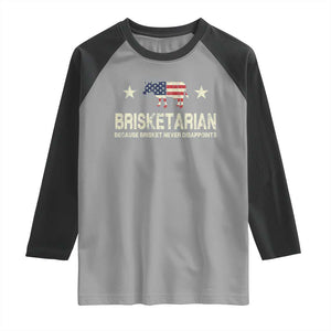 BBQ Raglan Shirt Brisketarian Because Brisket Never Disappoints American Flag TS10 Sport Gray Black Print Your Wear