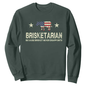 BBQ Sweatshirt Brisketarian Because Brisket Never Disappoints American Flag TS10 Dark Forest Green Print Your Wear