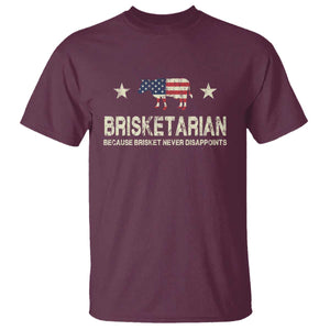 BBQ T Shirt Brisketarian Because Brisket Never Disappoints American Flag TS10 Maroon Print Your Wear